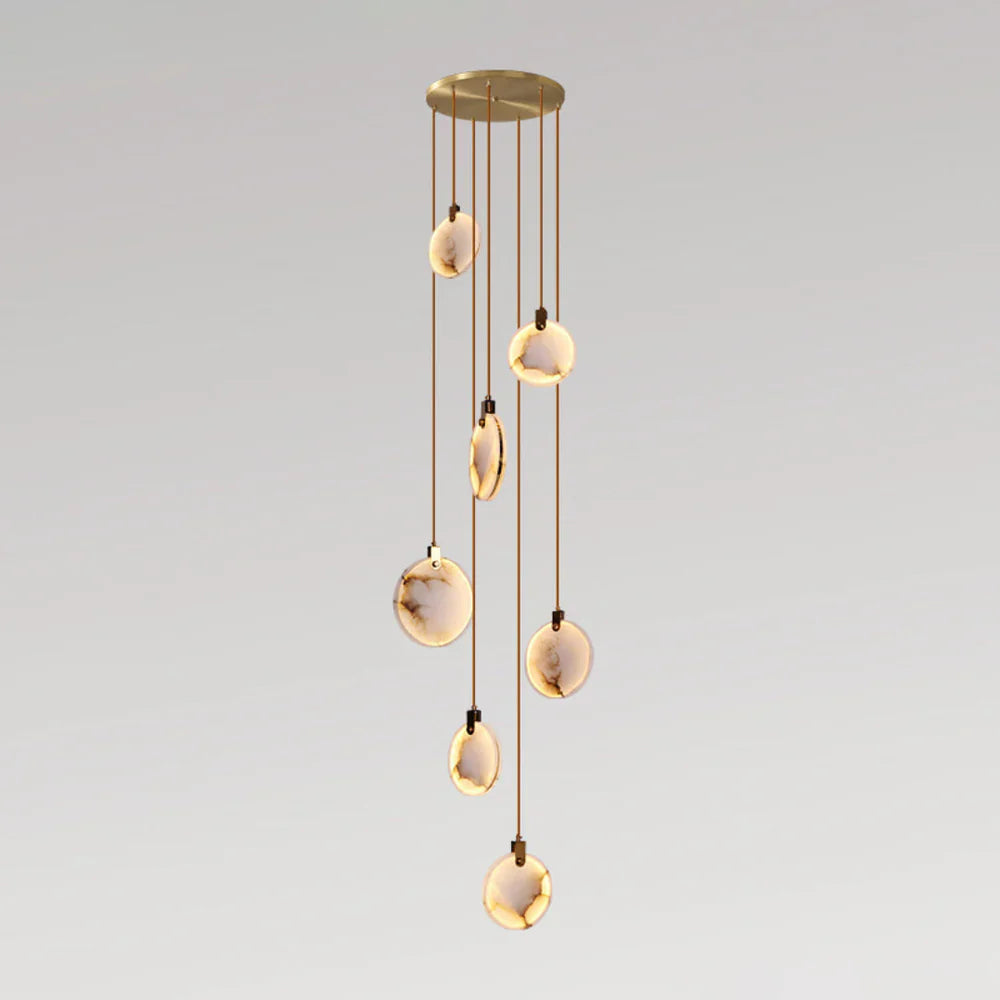 Moonshade Natural Marble Pendant Light with Adjustable Height