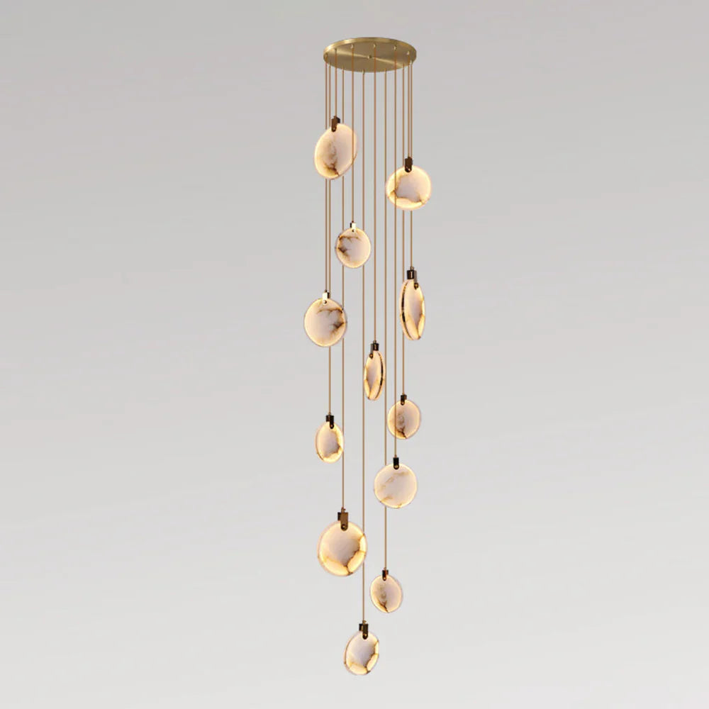 Moonshade Natural Marble Pendant Light with Adjustable Height