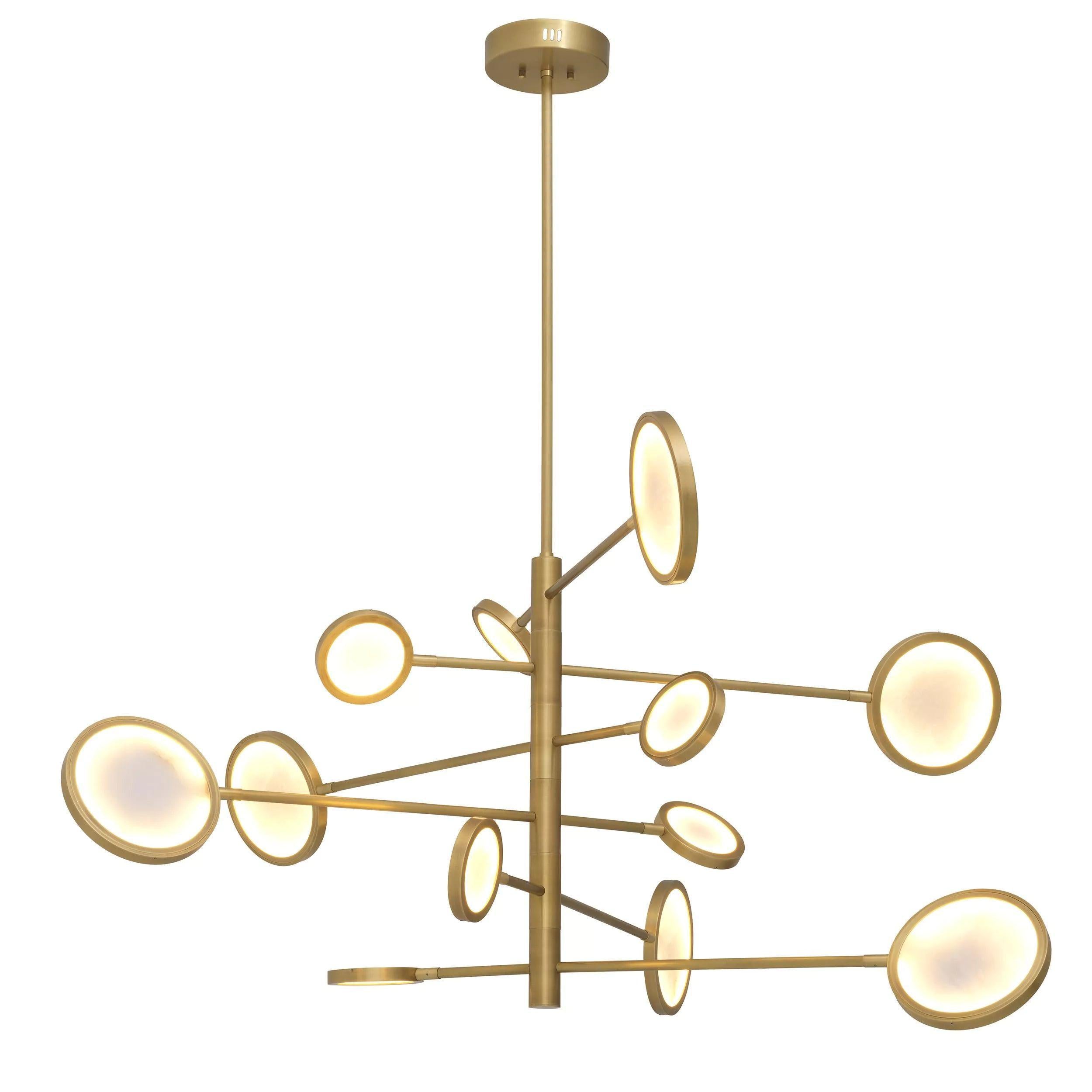 Domani Modern Brass Chandelier with Alabaster LED Shades