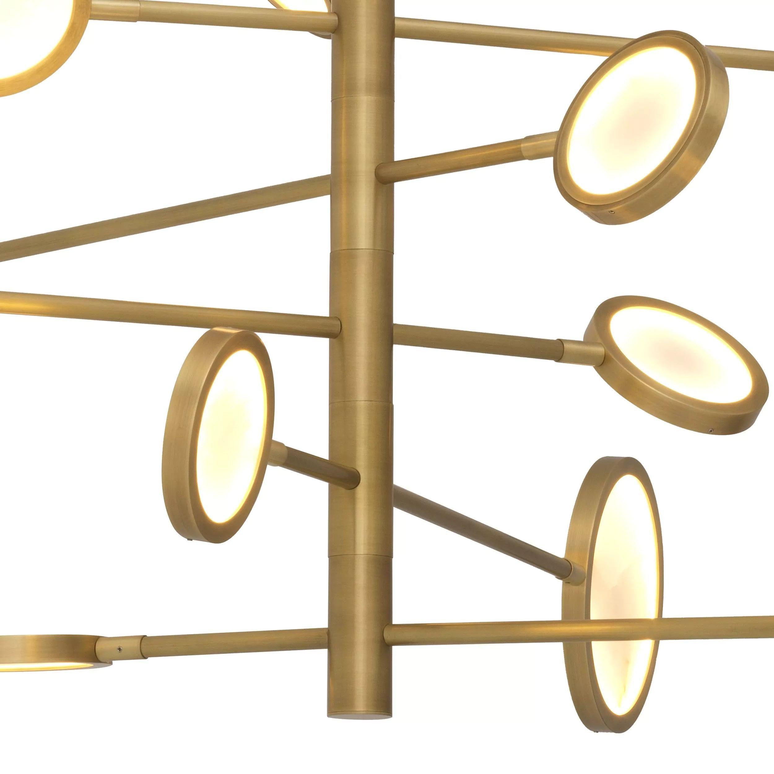 Domani Modern Brass Chandelier with Alabaster LED Shades