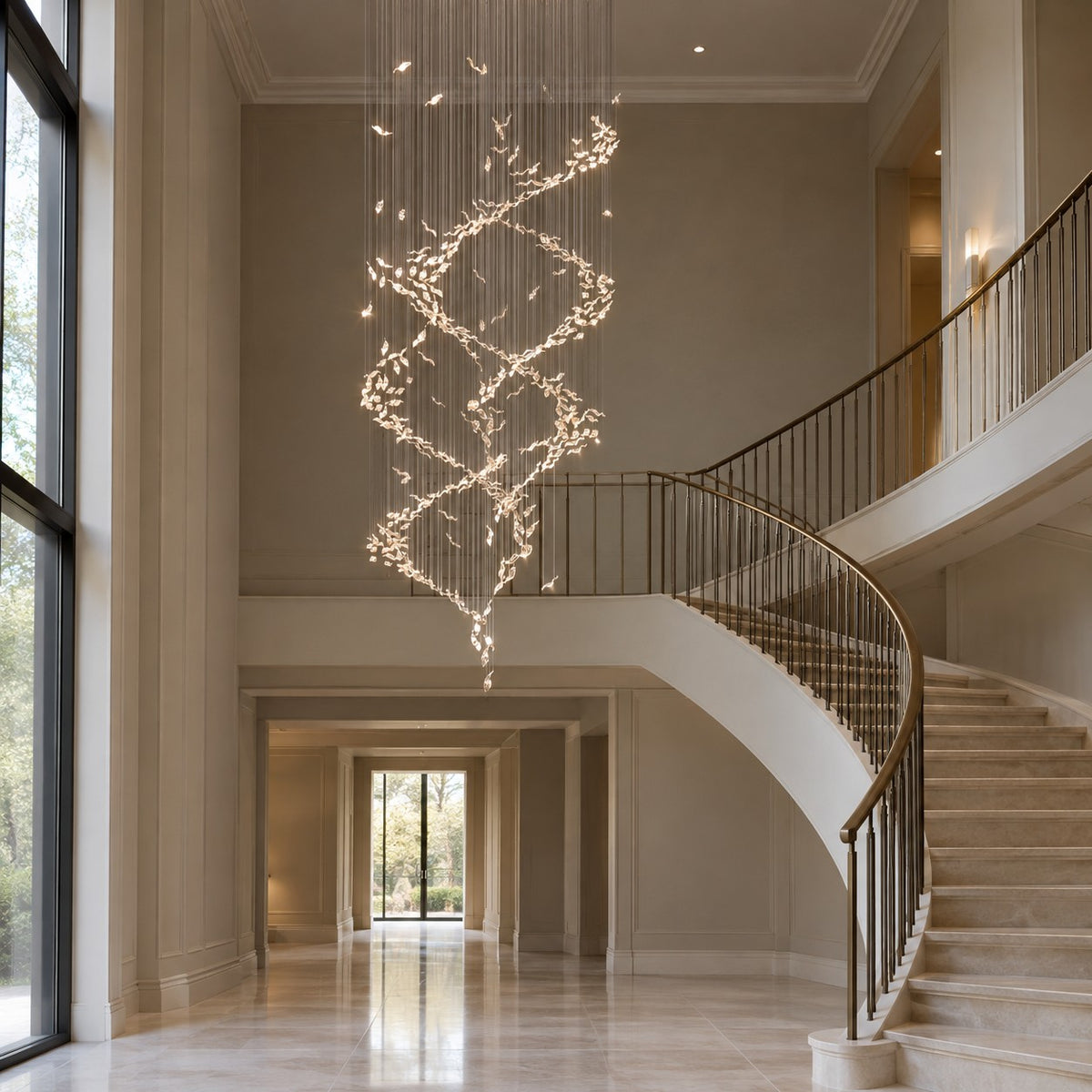 Extra Large Luxury Art Double Spiral Creative Crystal Chandelier For High-ceiling Foyer/Hallway/Entryway
