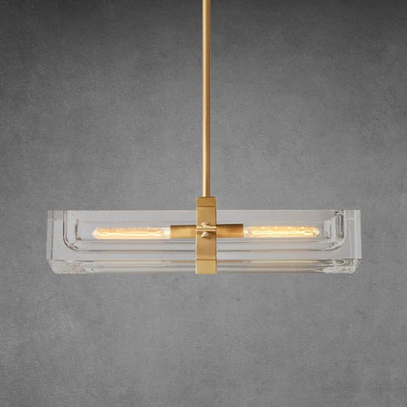 Elegant Savilen Linear Crystal Chandelier 24‑inch Lacquered Brass