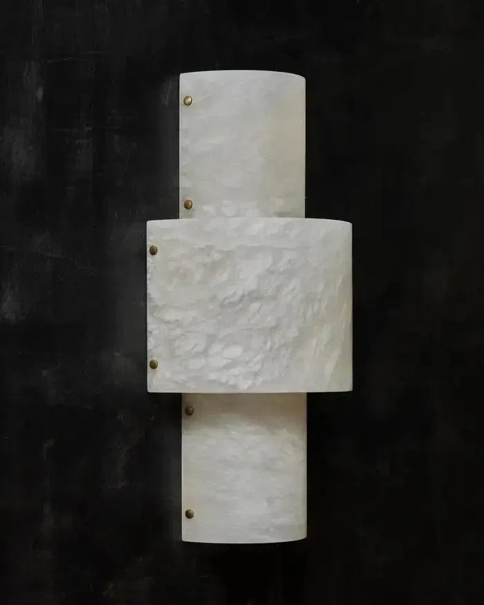 Elegant Half Cylinder Alabaster Wall Sconce with Brass Finish