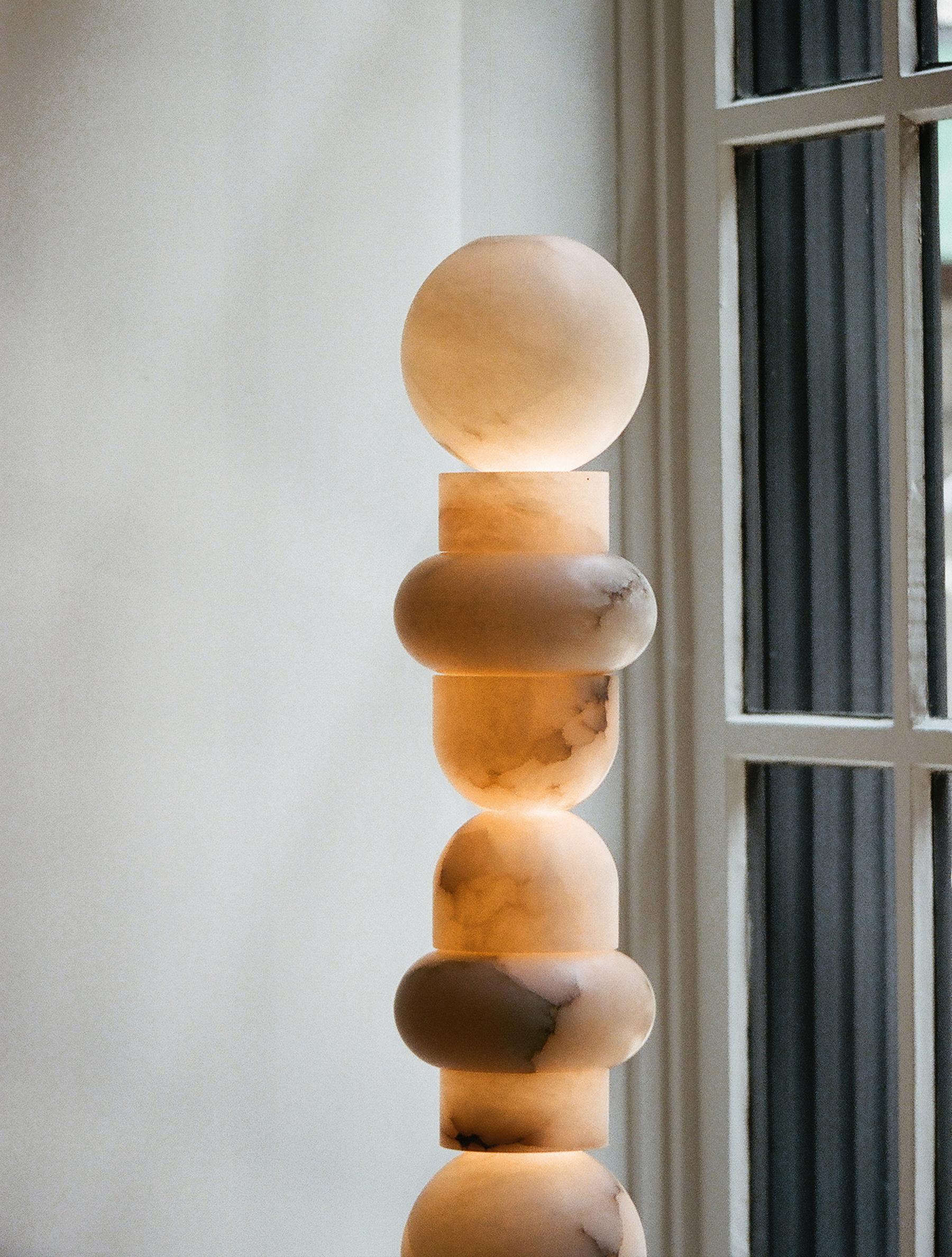Alabaster Totem 16 Tall Floor Lamp with Metal & Alabaster Finish