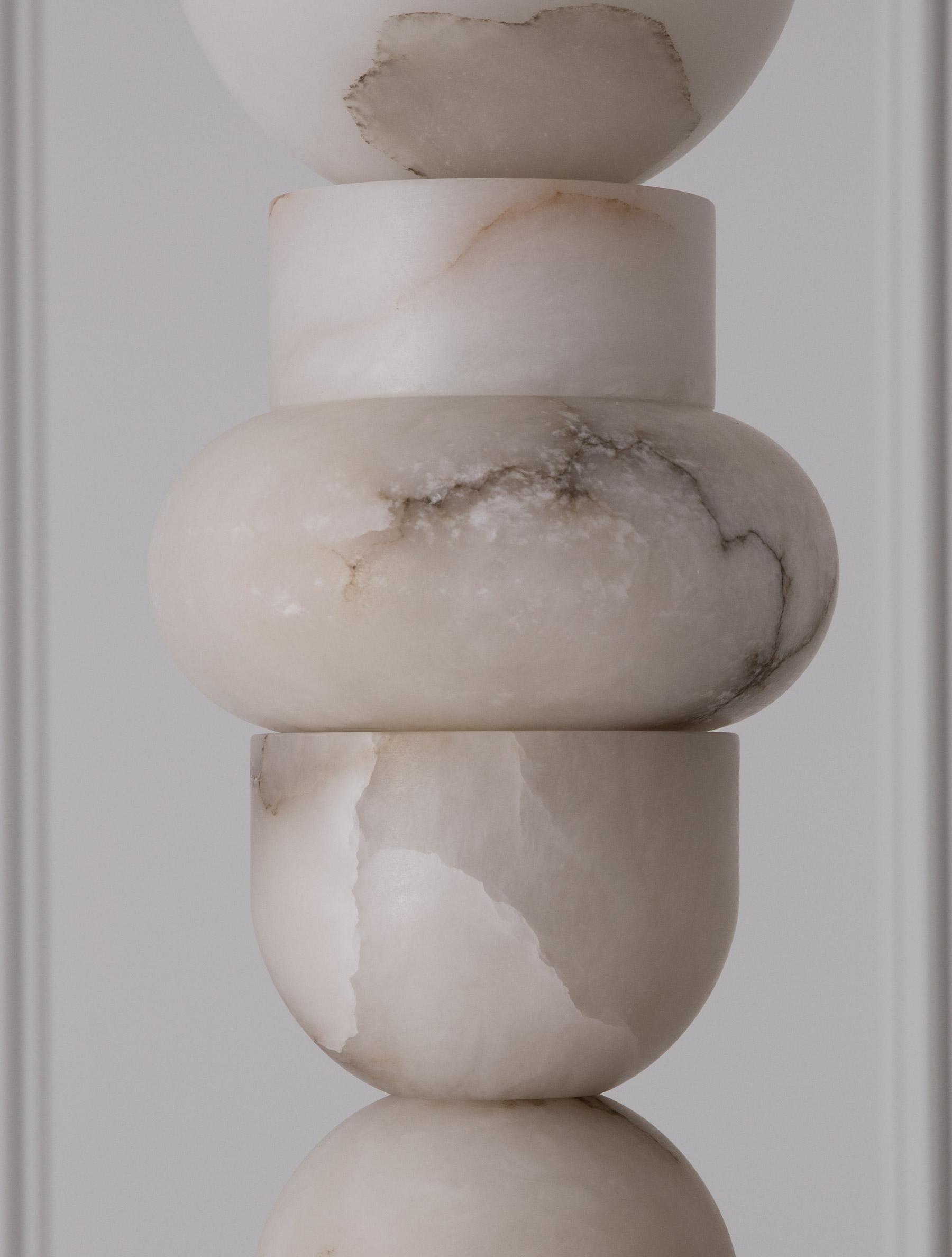 Alabaster Totem 16 Tall Floor Lamp with Metal & Alabaster Finish