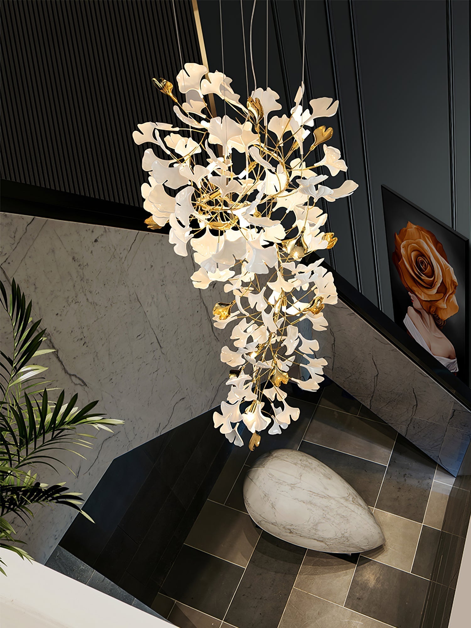Gingko Ceramic Branch Chandelier Z
