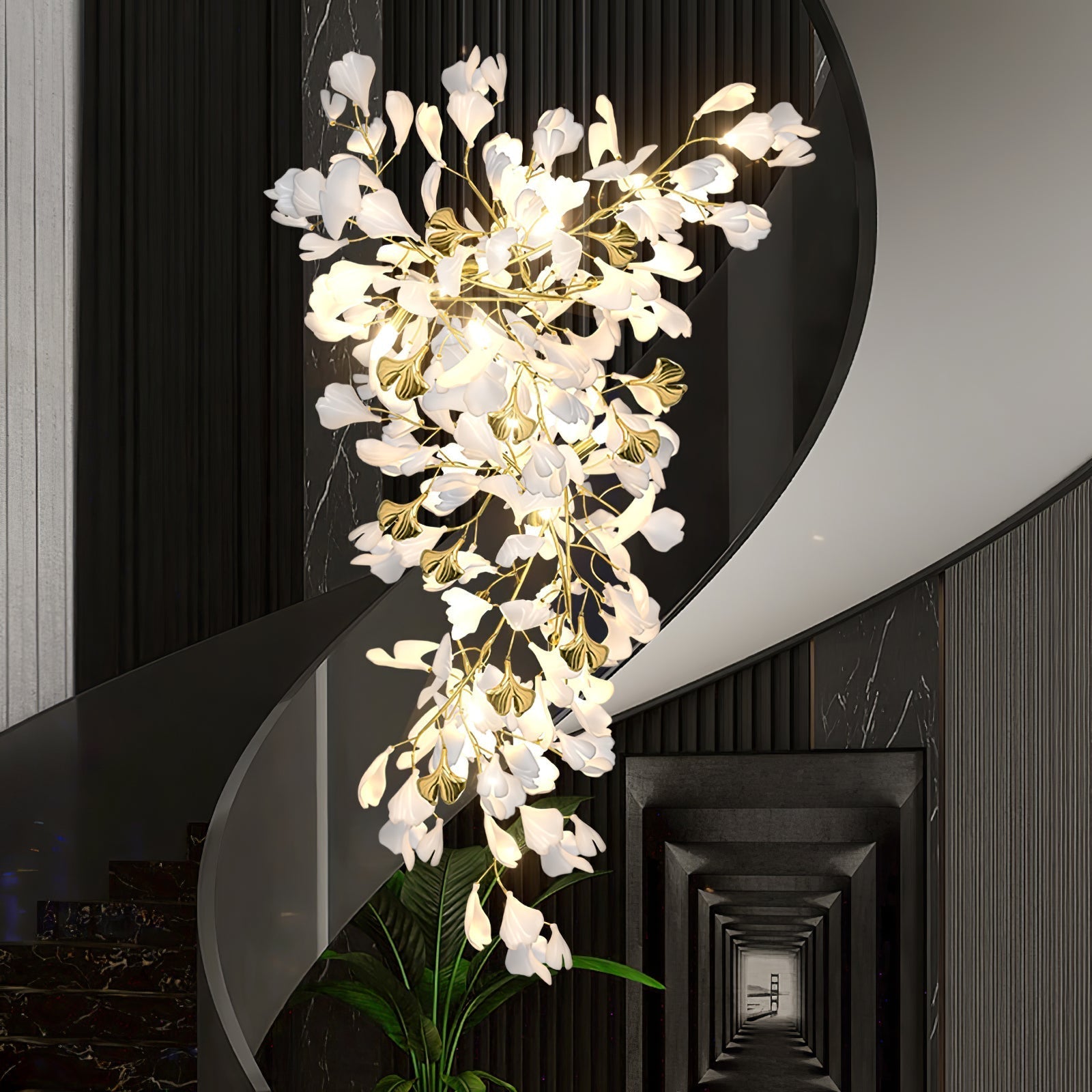 Gingko Ceramic Branch Chandelier Z