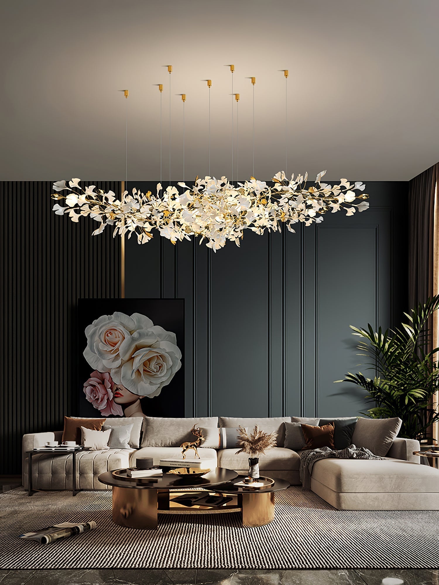 Gingko Ceramic Branch Chandelier Z