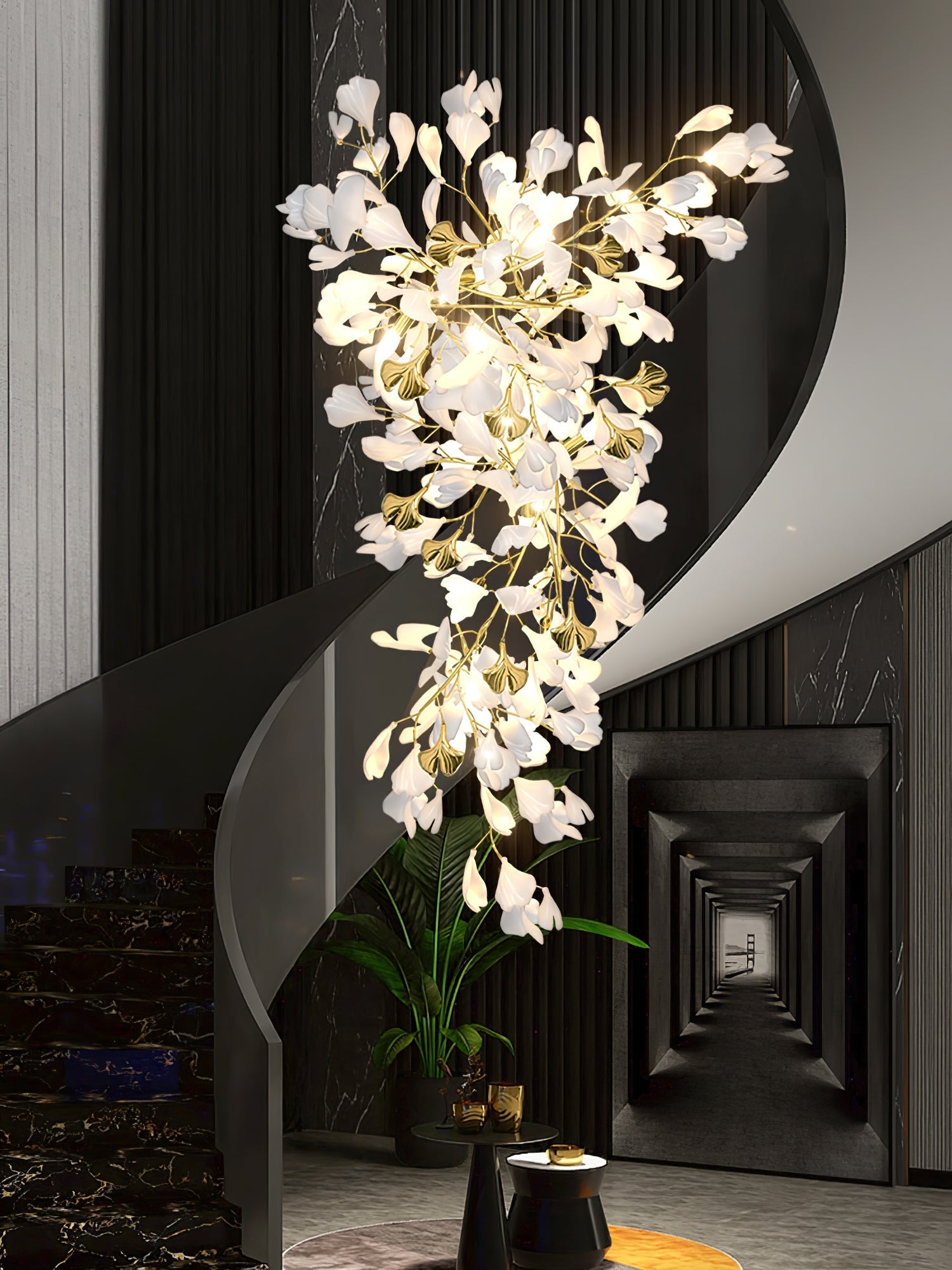 Gingko Ceramic Branch Chandelier Z