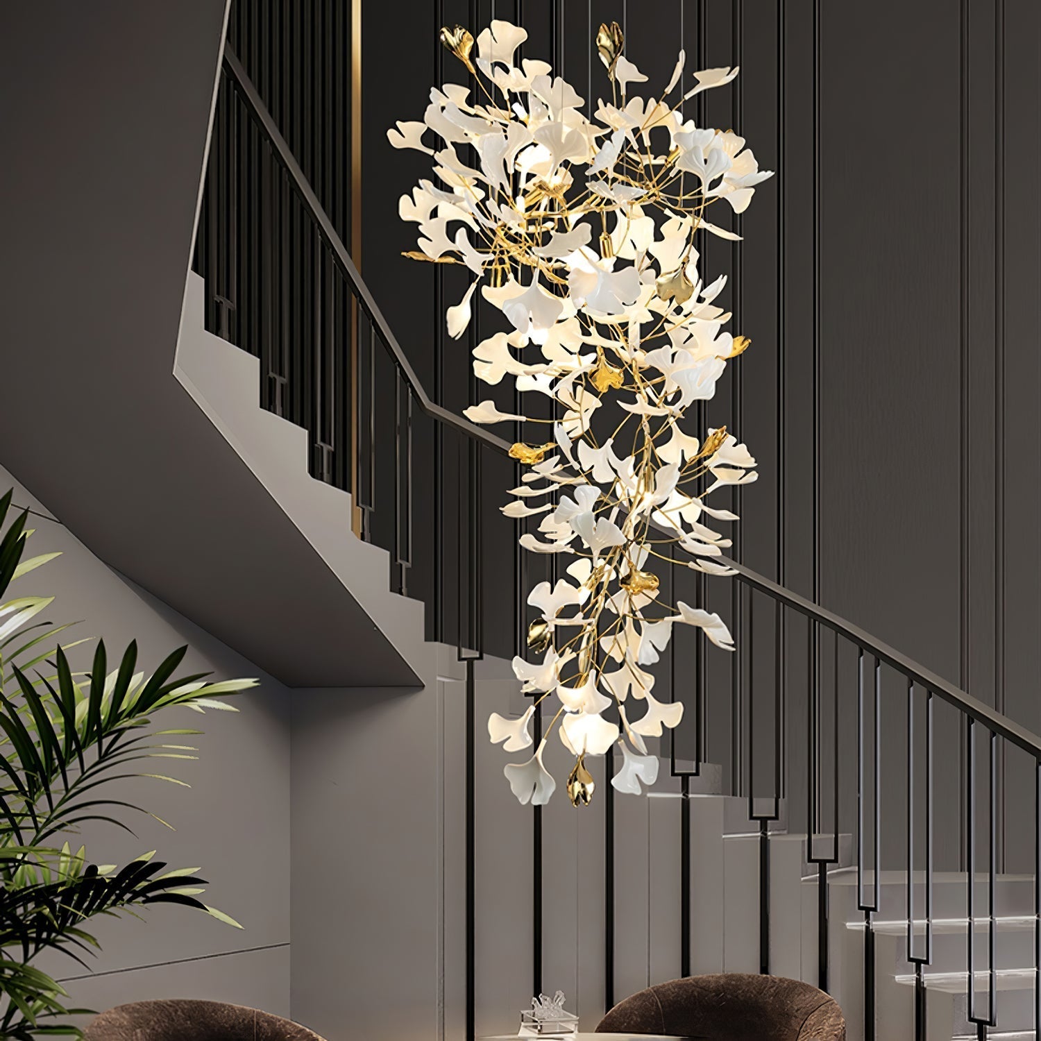 Gingko Ceramic Branch Chandelier Z
