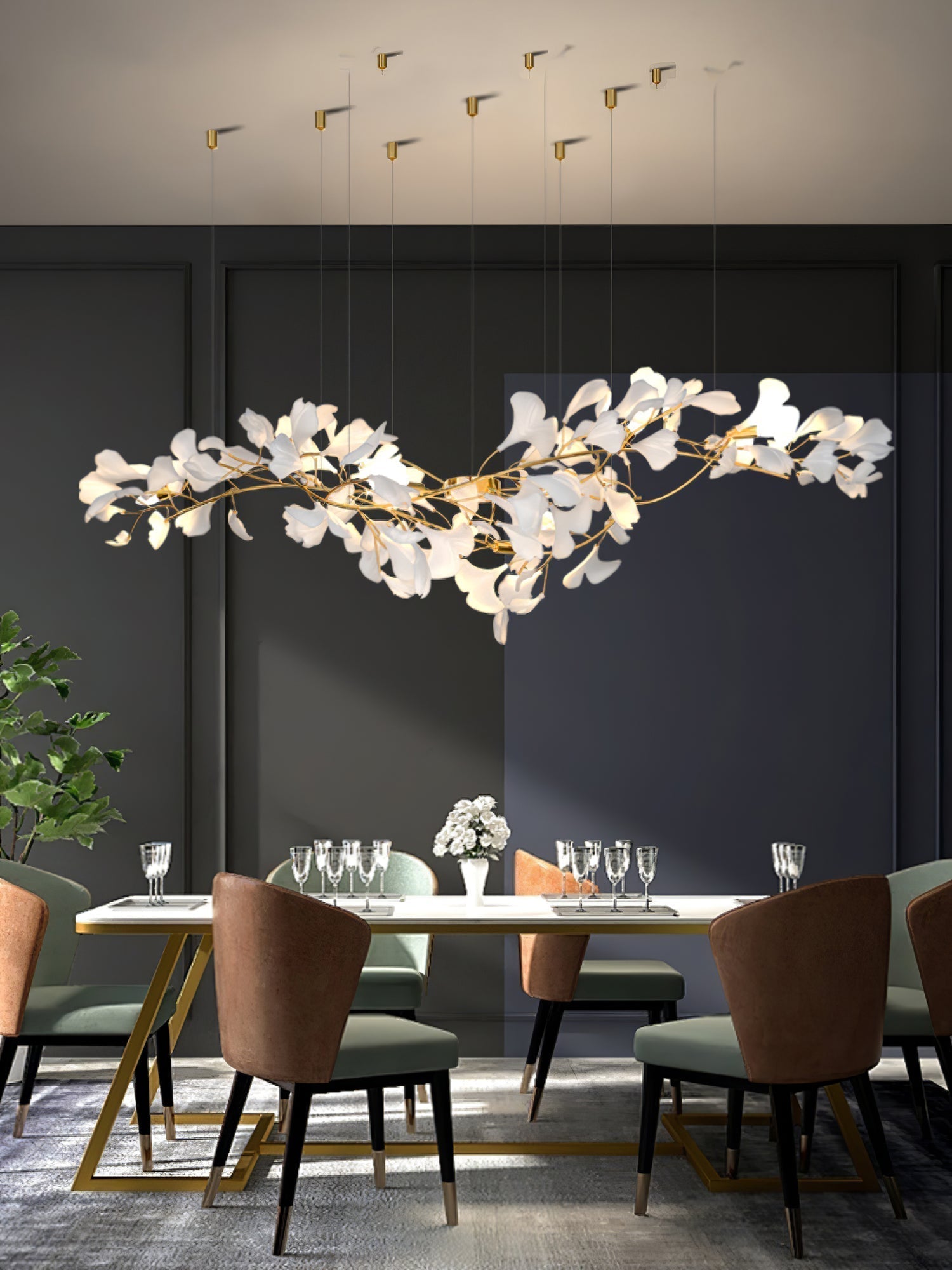 Gingko Ceramic Branch Chandelier Z