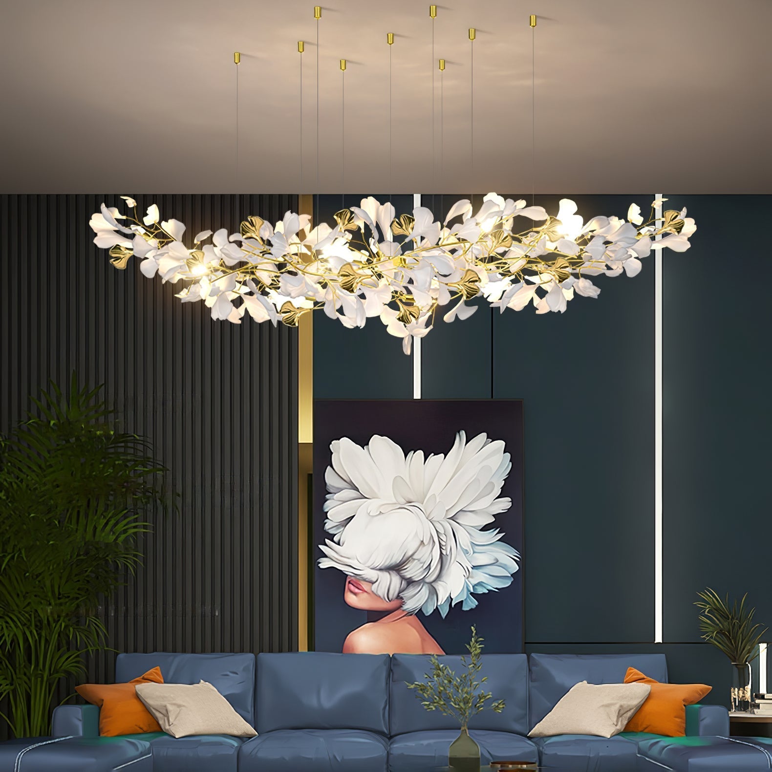Gingko Ceramic Branch Chandelier Z