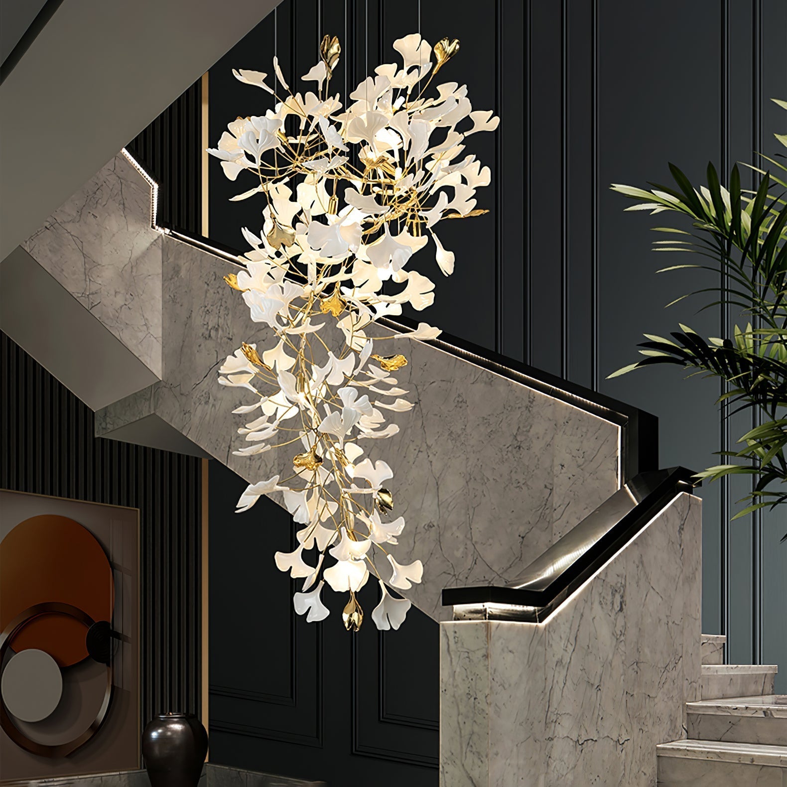 Gingko Ceramic Branch Chandelier Z