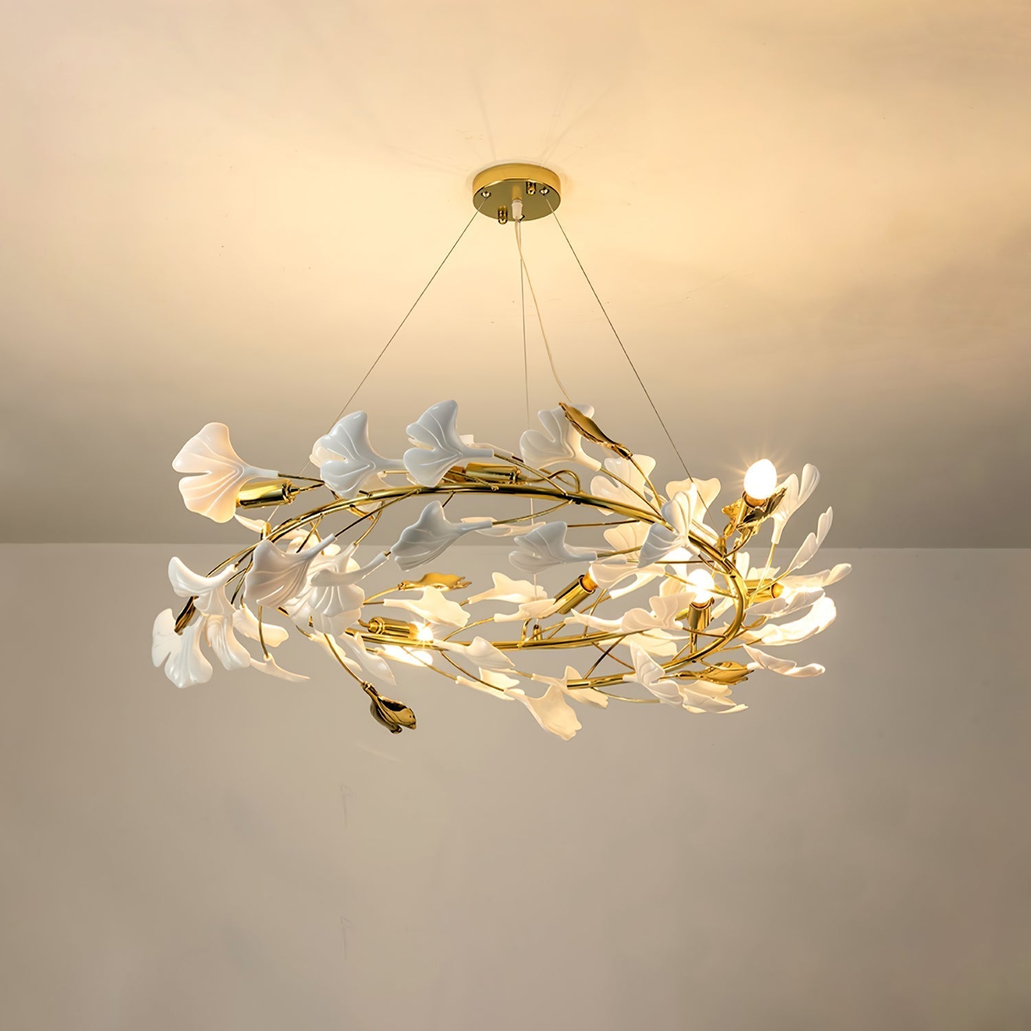 Gingko Ceramic Branch Chandelier Z