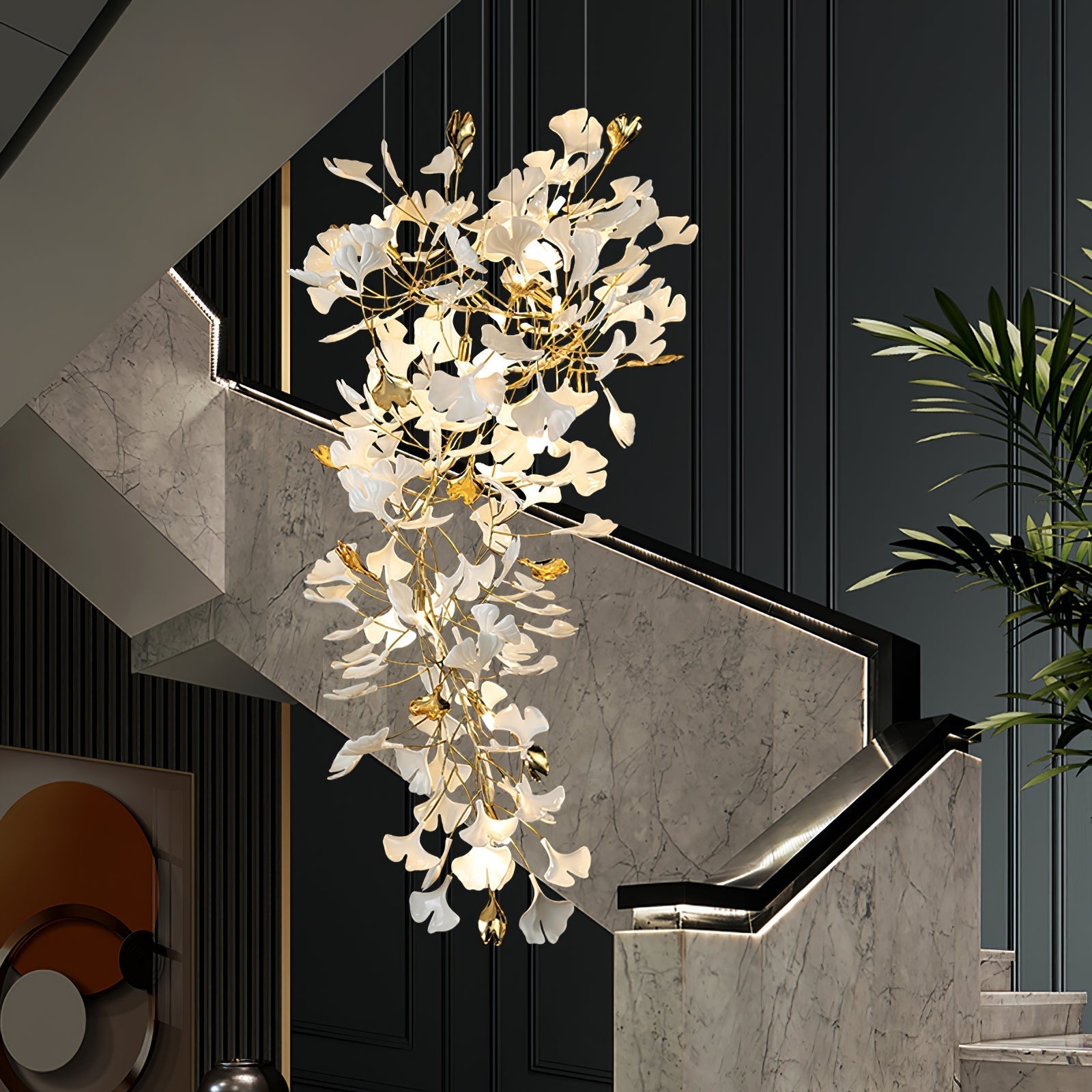 Gingko Ceramic Branch Chandelier Z