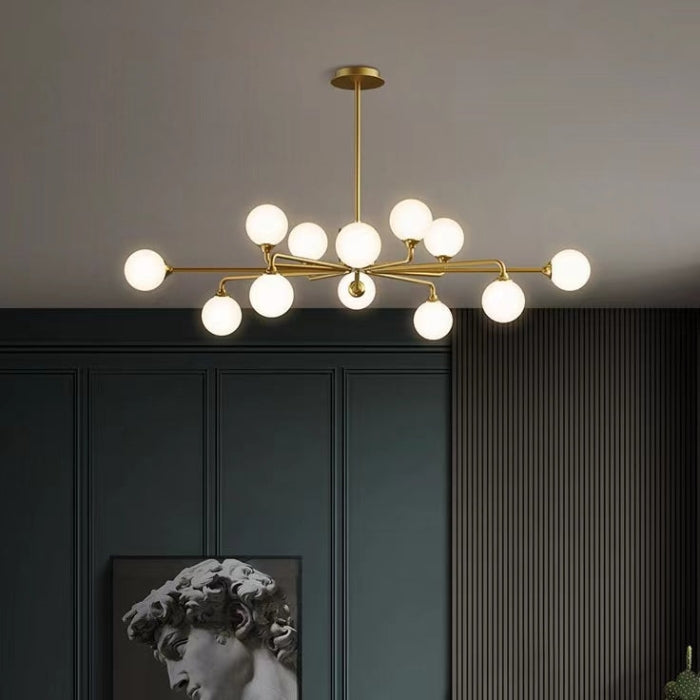 Staggered Glass Globes 6/12 Lights Chandelier Fixture Handing Light For Dining Room