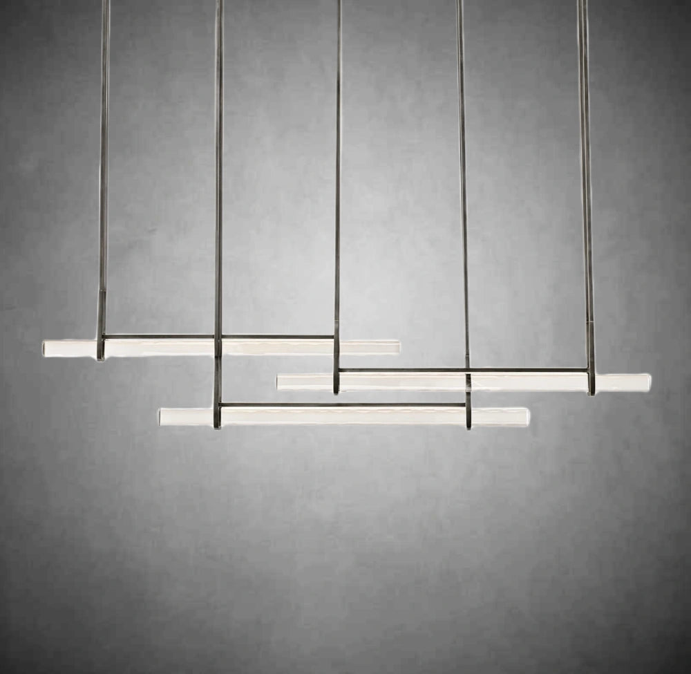 Aurivox Crystal Triple Bar Linear Chandelier