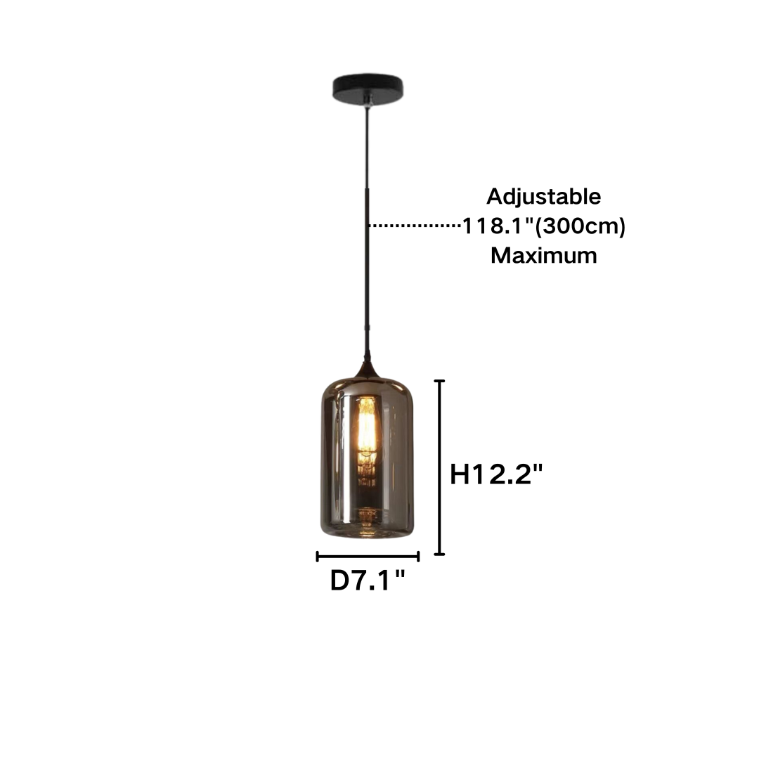 Modern Smoke Gray Glass Pendant Light with Dimmable Warm Glow
