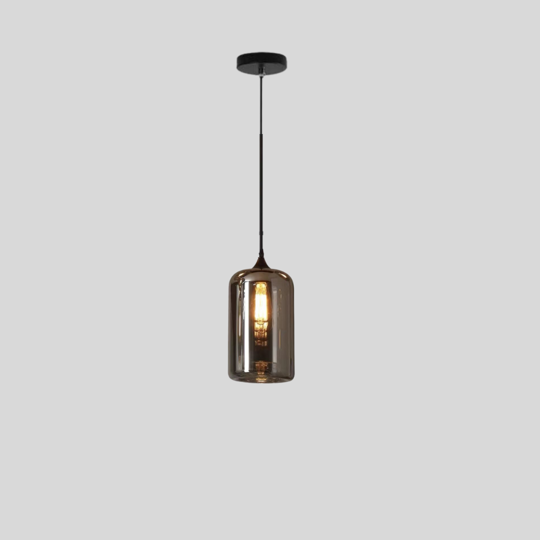 Modern Smoke Gray Glass Pendant Light with Dimmable Warm Glow