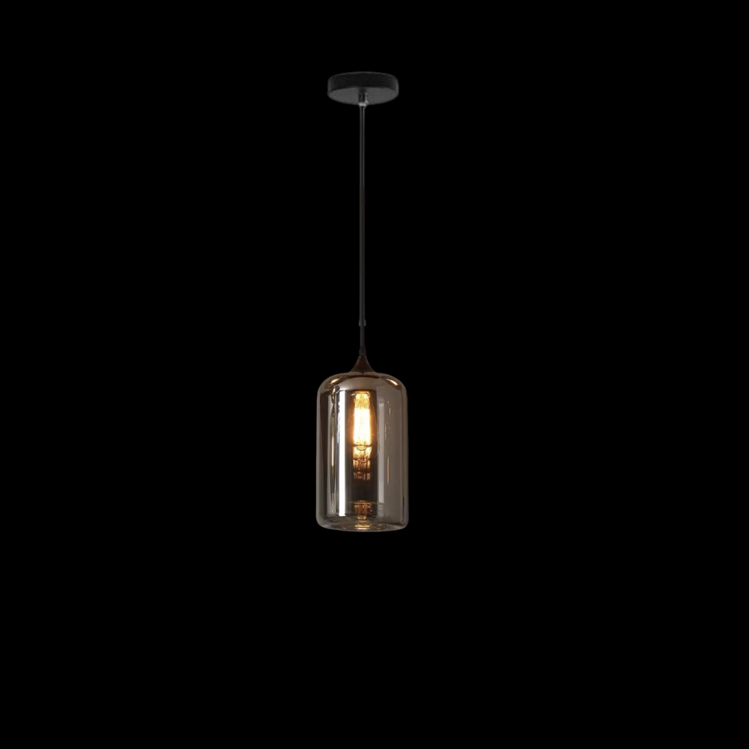 Modern Smoke Gray Glass Pendant Light with Dimmable Warm Glow