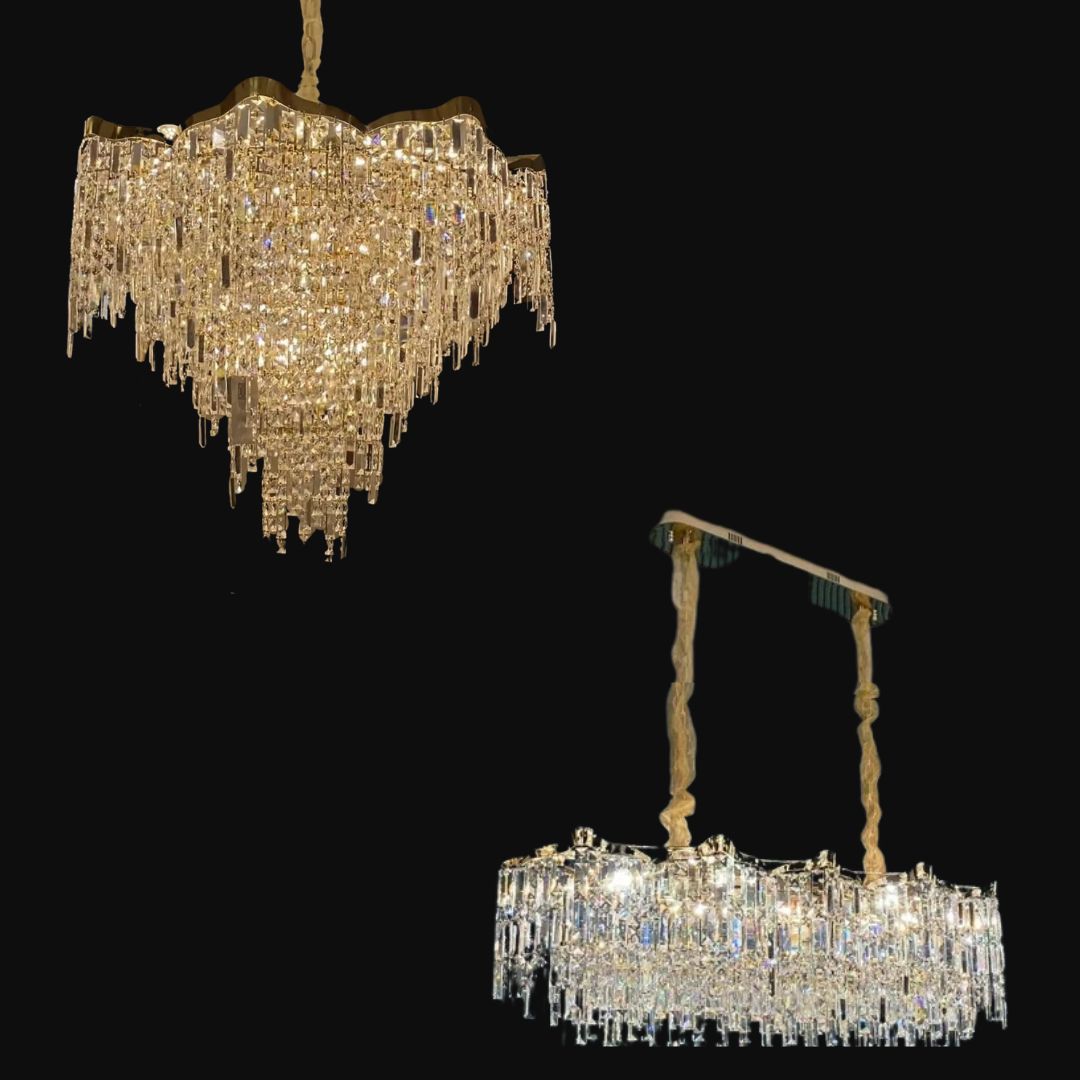 Crystal Tassel Chandelier Set For Living Room/Dining Room/Bedroom