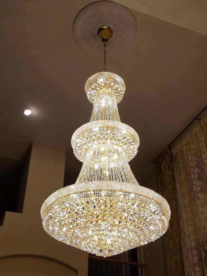 Luxury Crystal Chandelier for Grand Villa Hall and Duplex Staircase Lighting