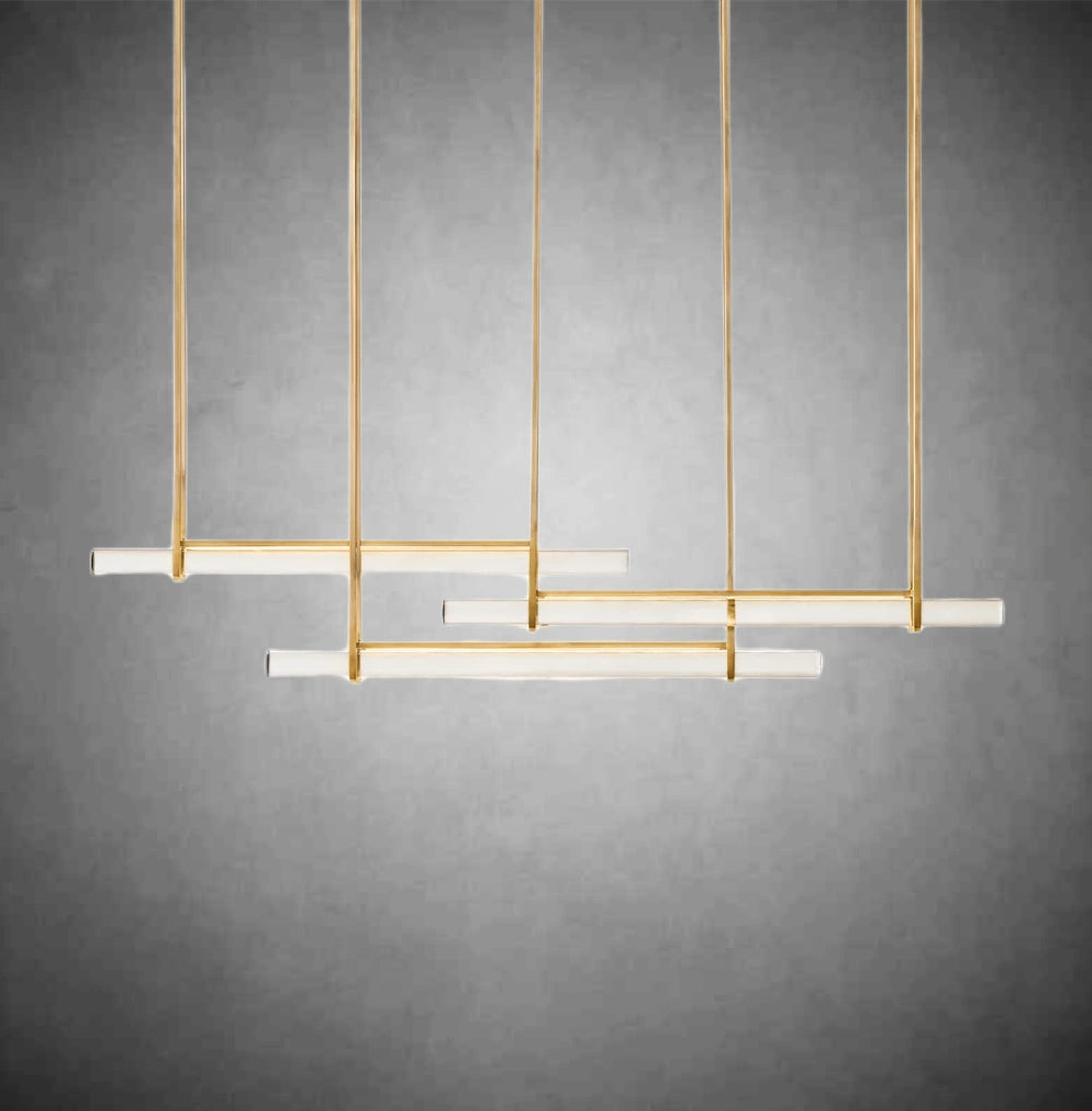 Aurivox Crystal Triple Bar Linear Chandelier