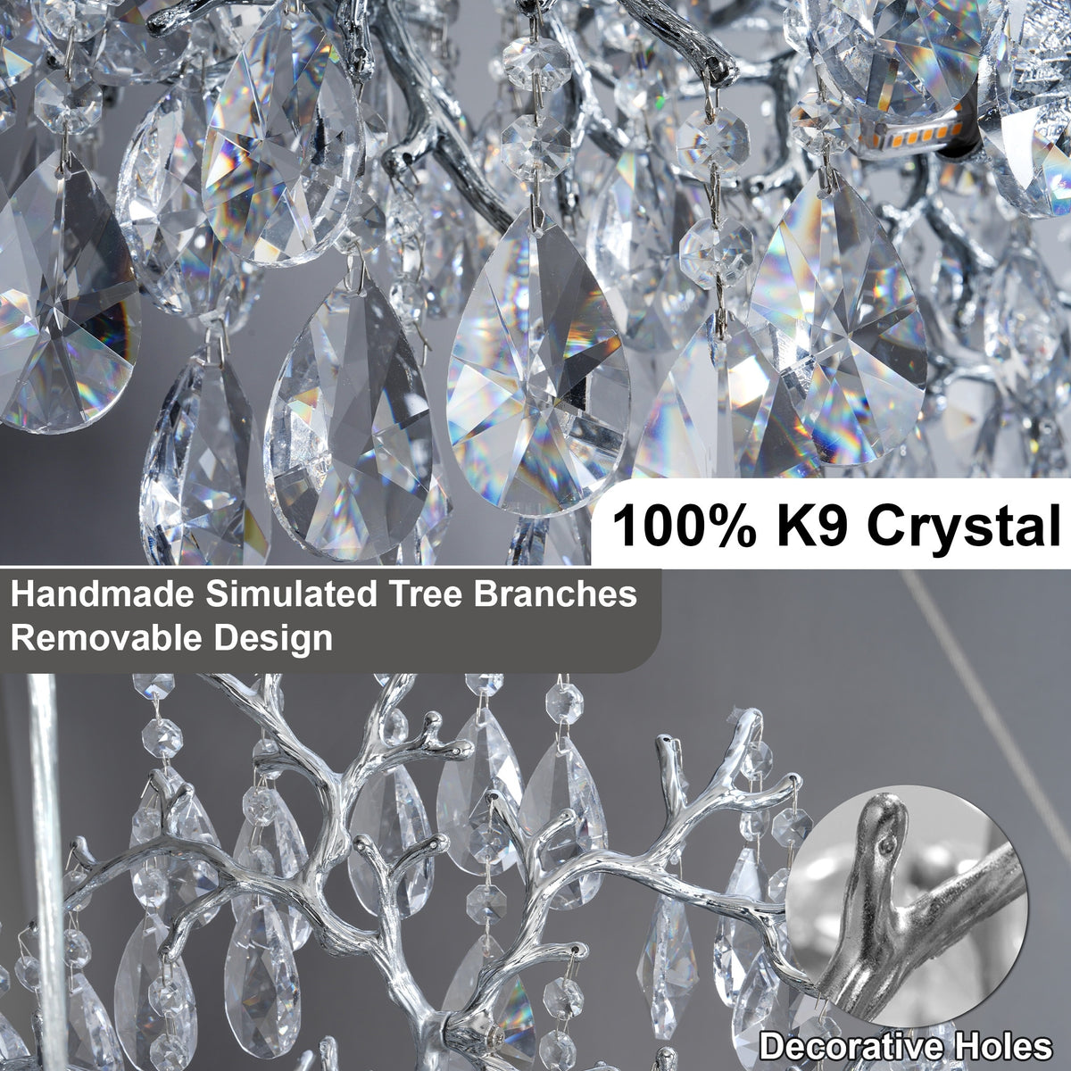 KAYLA 47.2" 14-Lights Gold Luxury Crystal Linear Chandelier