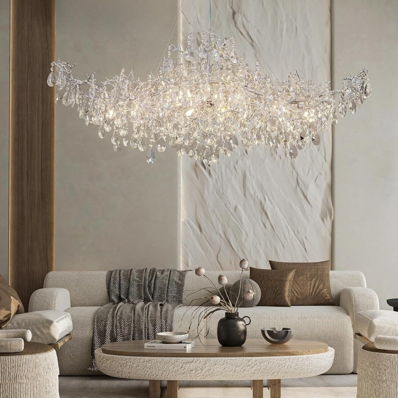 KAYLA 47.2" 14-Lights Gold Luxury Crystal Linear Chandelier