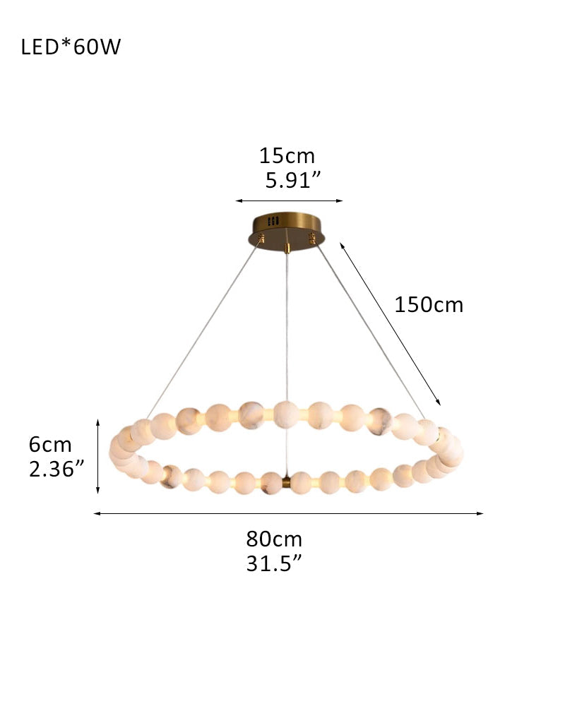 Modern Pearl Alabaster Necklace Circle Double Chandelier by dimming