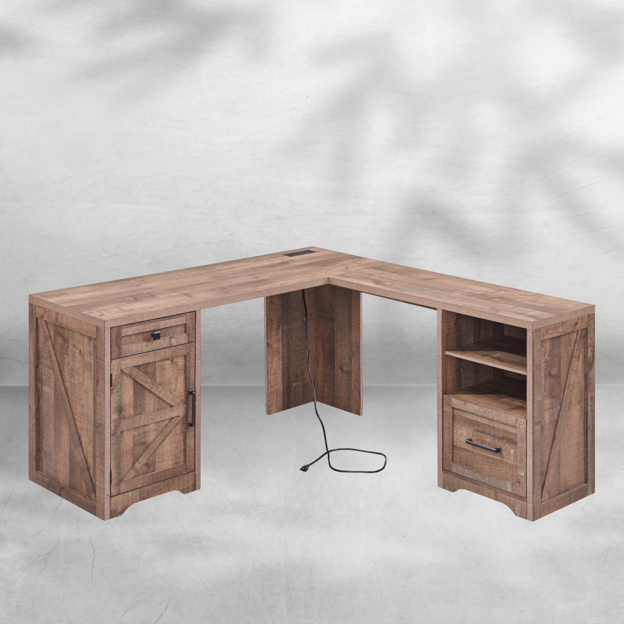 59-inch Farmhouse Computer Desk with File Cabinet