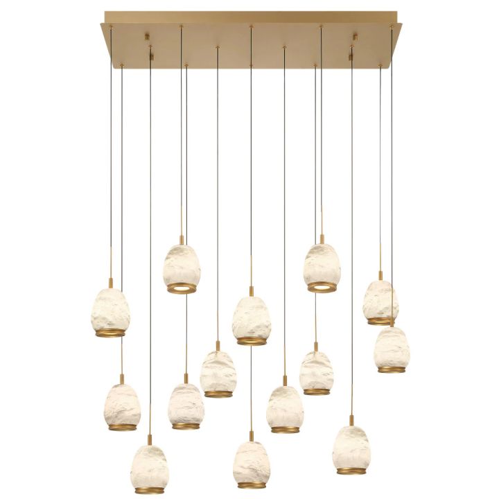 Leemy Linear LED Chandelier – 5/8/14 Light Alabaster Ovals