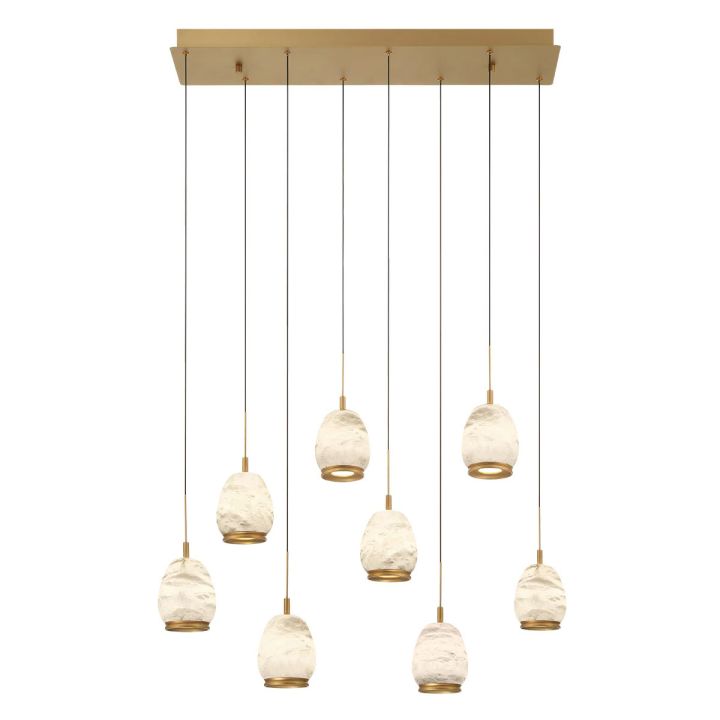 Leemy Linear LED Chandelier – 5/8/14 Light Alabaster Ovals