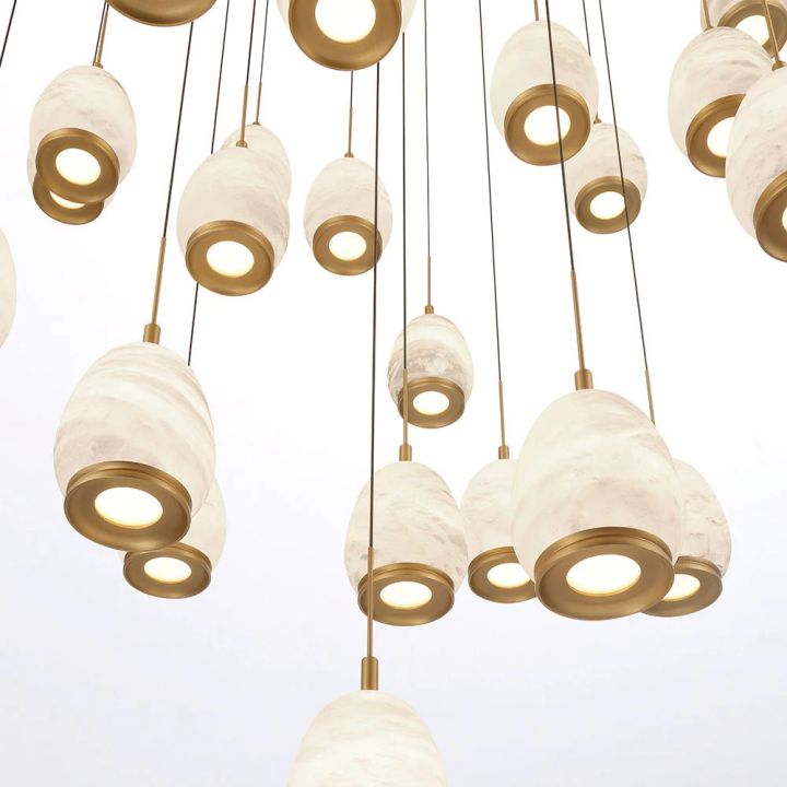 Leemy Round LED Chandelier, Antique Brass Finish, 9‑31 Lights