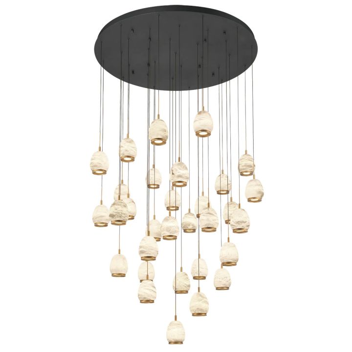 Leemy Round LED Chandelier, Antique Brass Finish, 9‑31 Lights