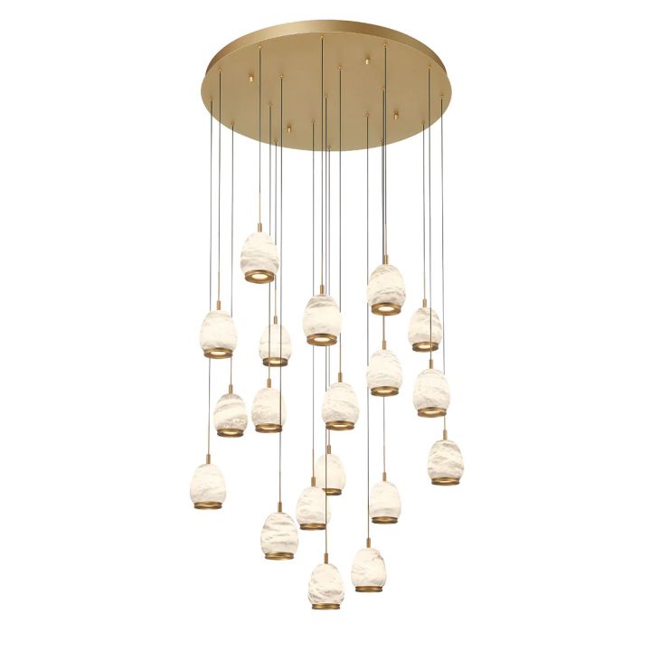 Leemy Round LED Chandelier, Antique Brass Finish, 9‑31 Lights