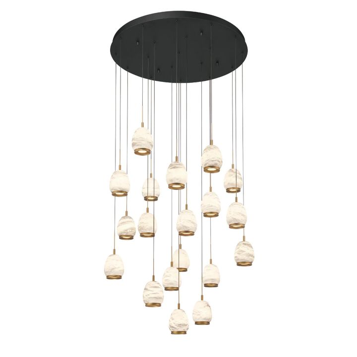 Leemy Round LED Chandelier, Antique Brass Finish, 9‑31 Lights