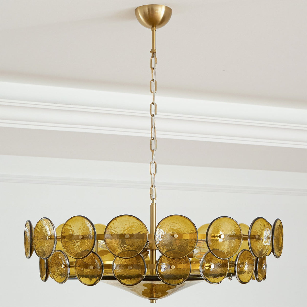 Solaris Amber Glass Disc Chandelier