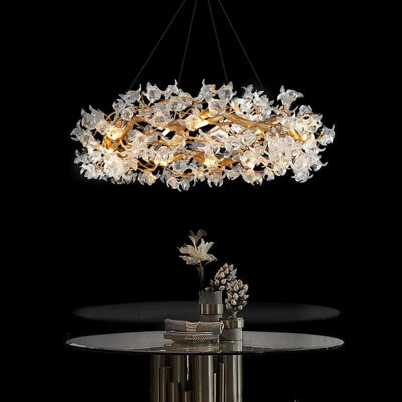 Petal Crystal Brass Branch Chandelier