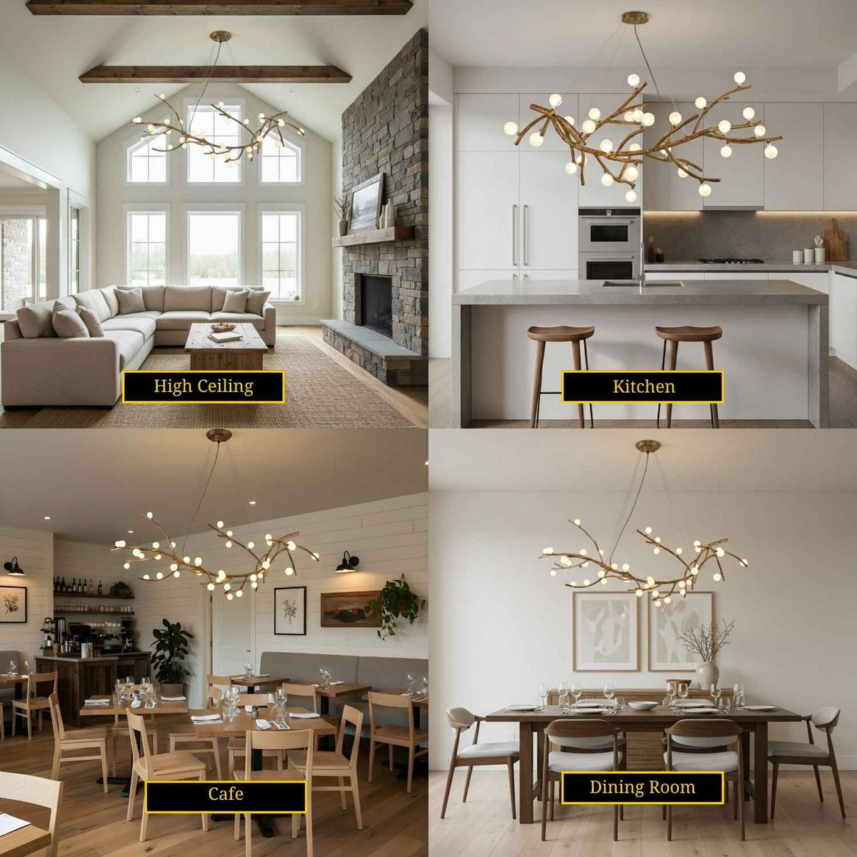 Demolion Branch Glass Globe Chandelier