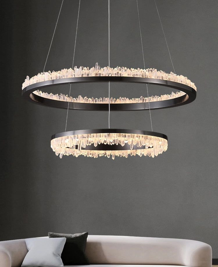 Minimalistic Crystal Quartz LED Chandelier