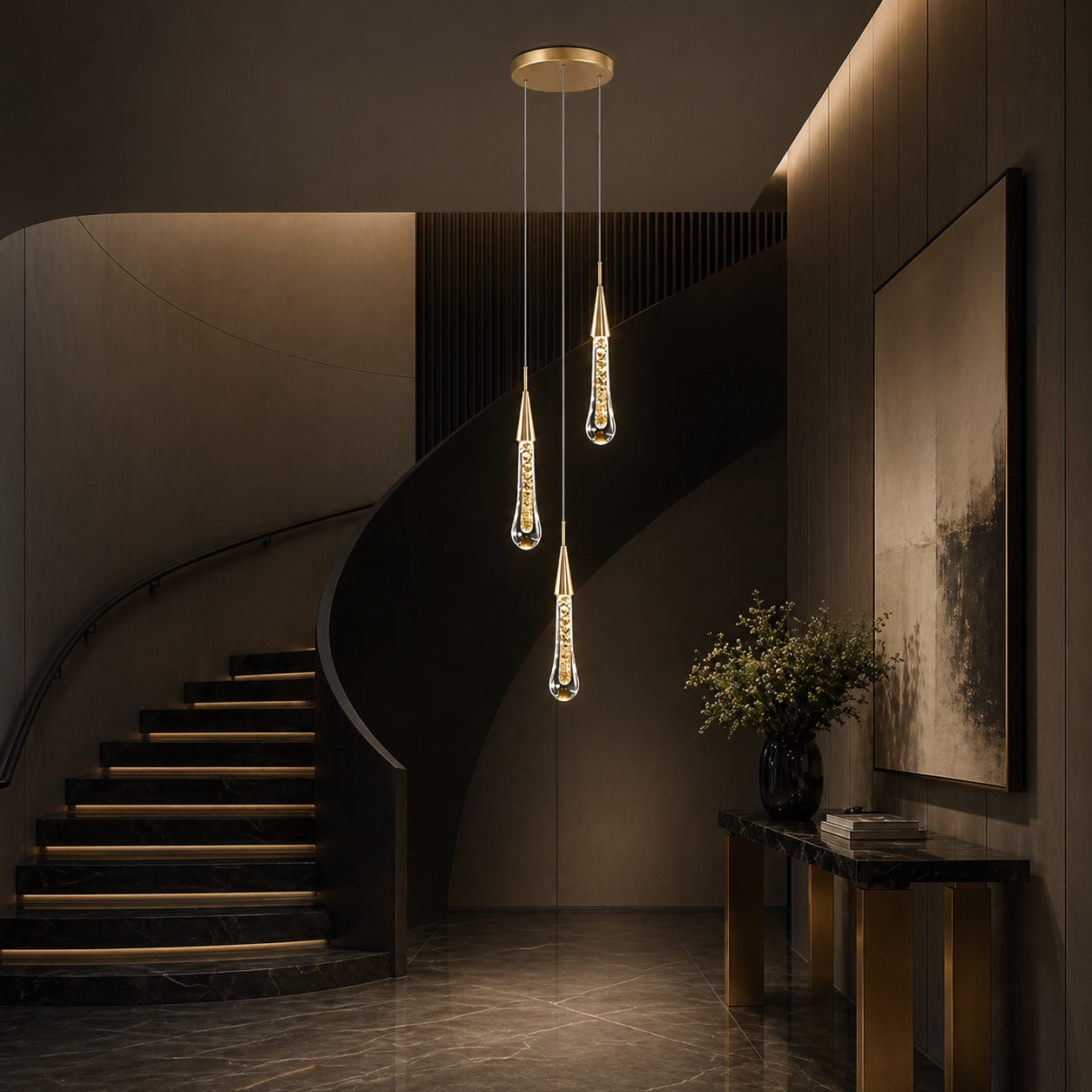 Modern Gold Chandelier Pendant Light Hanging Aluminum LED Fixture for Dining Room Illumination 6