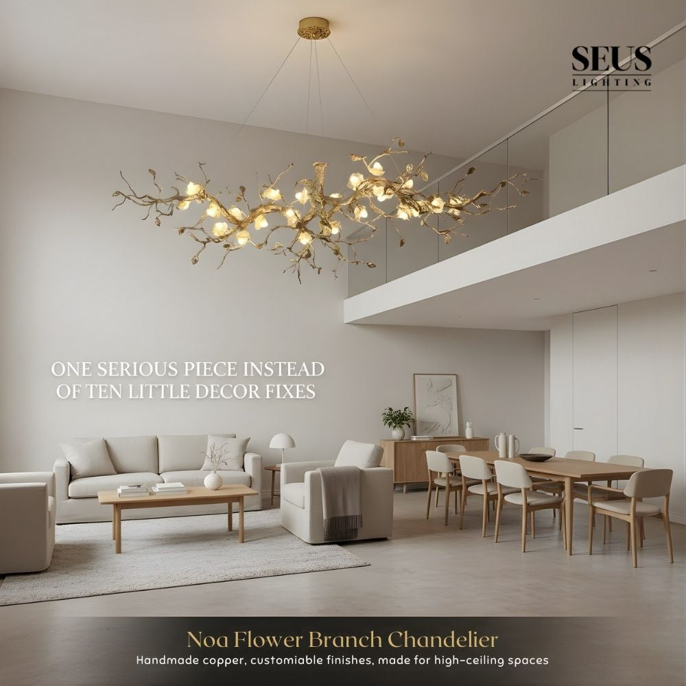 Mona Copper Branch Glass Flower Chandelier