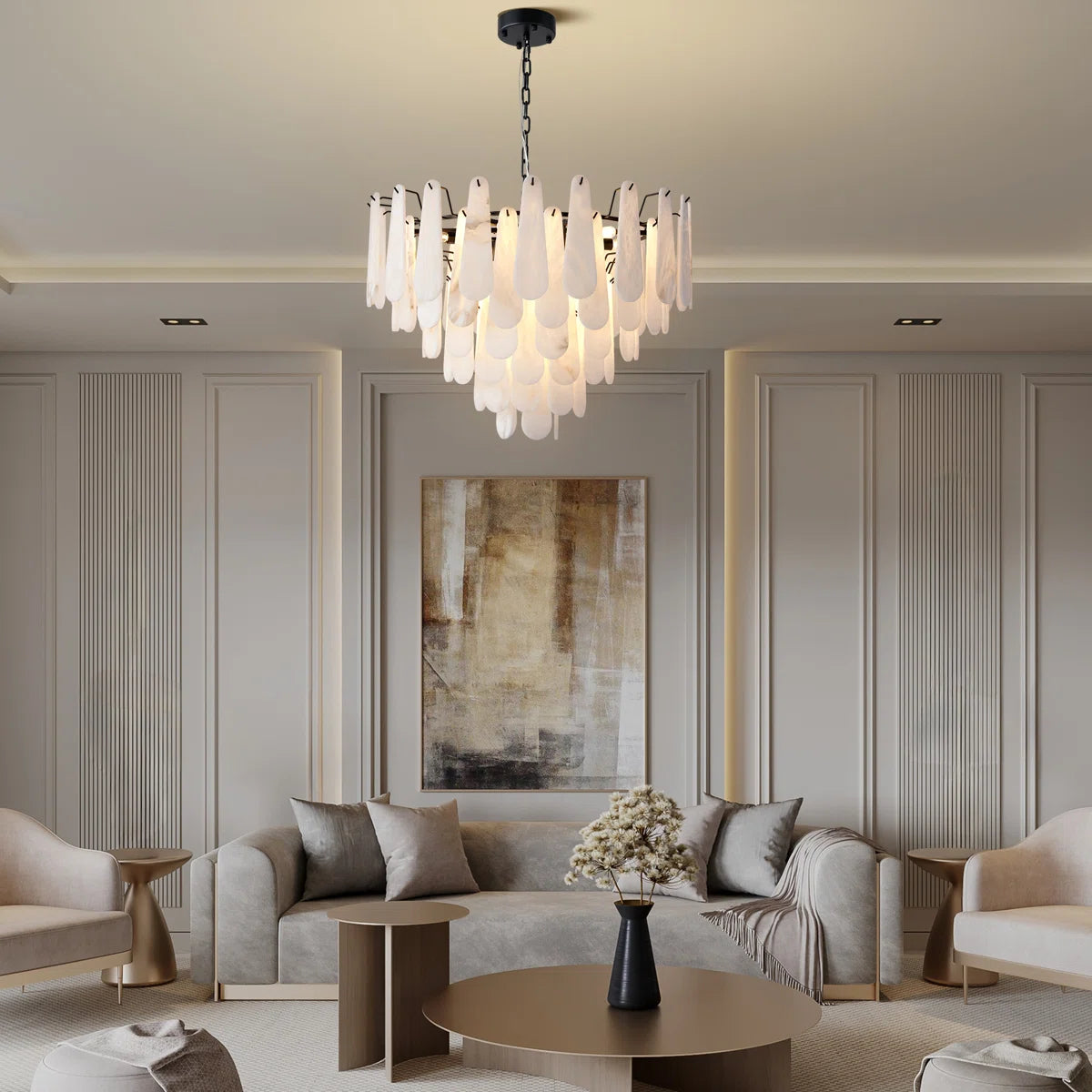 Wildon Home Villi Rectangle Globe Kitchen Island Alabaster Chandelier