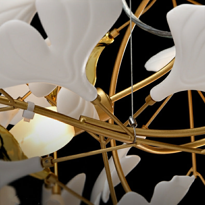 Extra Large Ceramics Ginkgo Leaves Twig Chandelier for High Ceiling Living Room/Hotel Hall