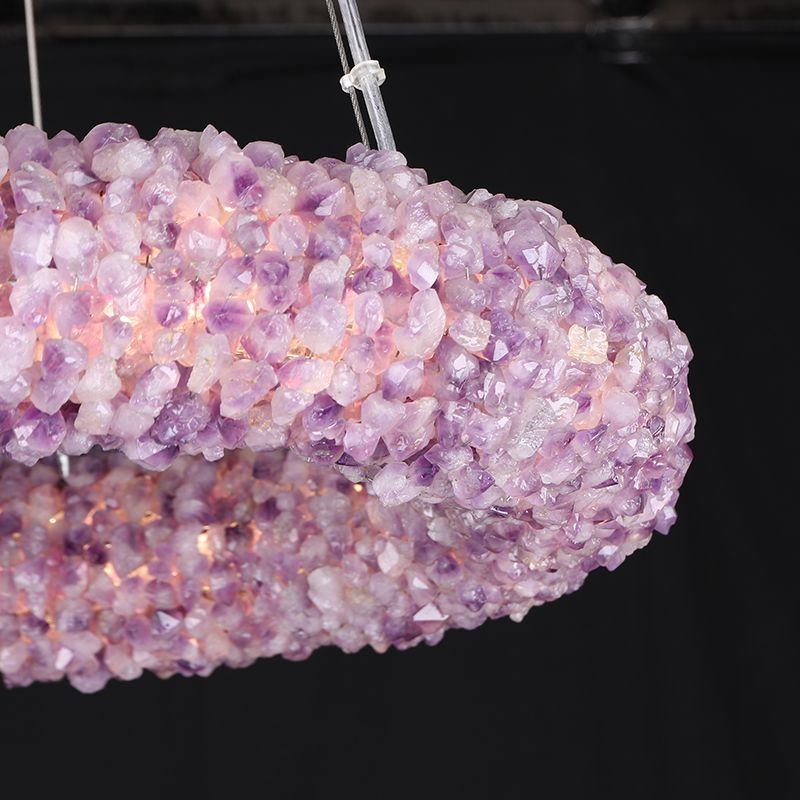 Purple Primary Crystal Round Chandelier 20.5" 28.3" 36.2" 44"