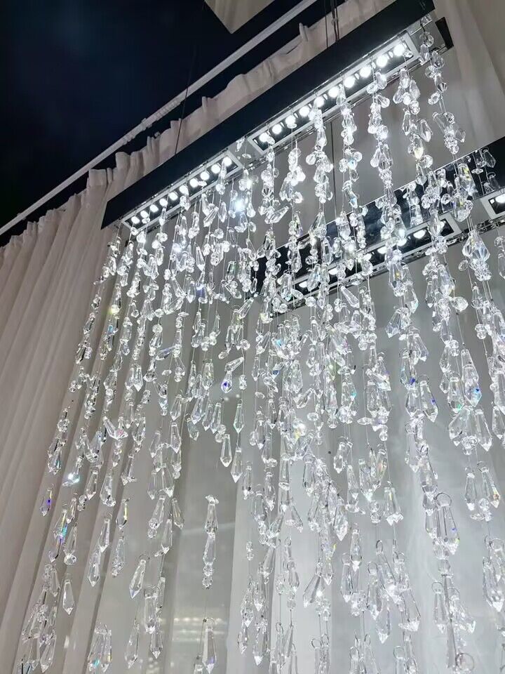Modern Waterfall Tassel Crystal Chandelier for Dining & Kitchen