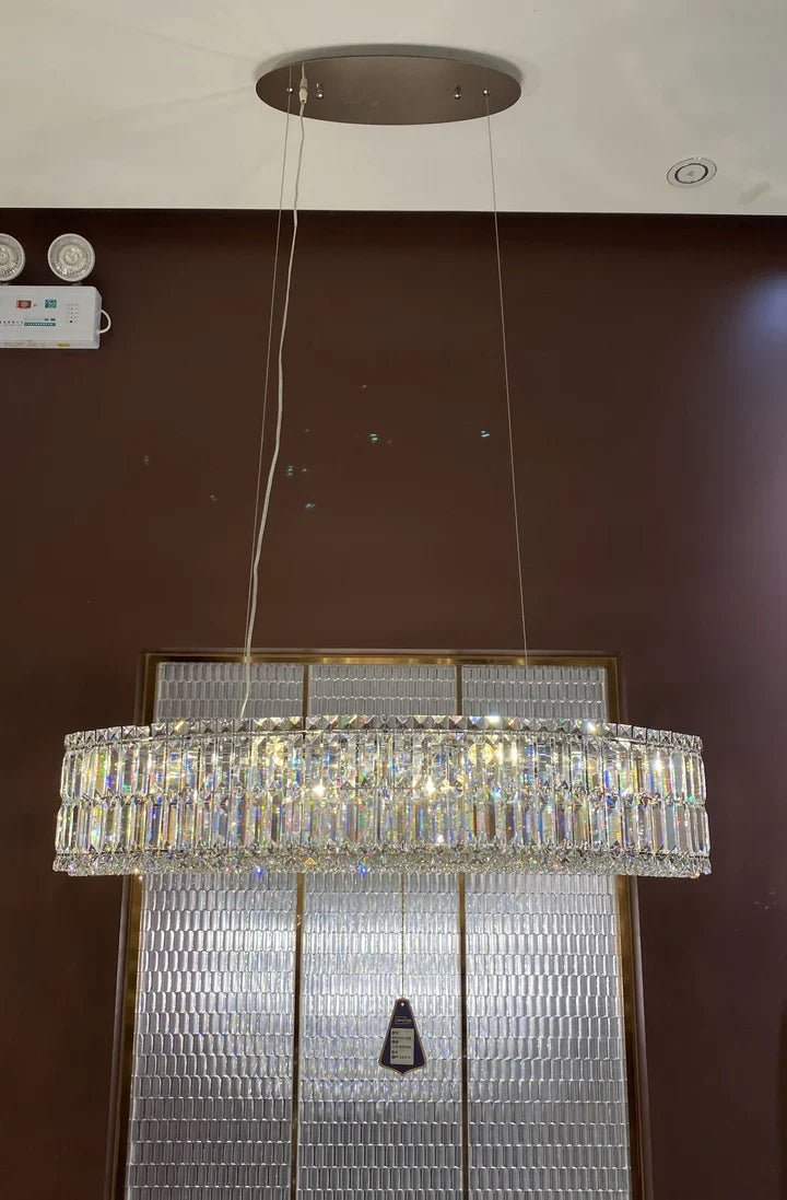 Modern Silver Ceiling Round/Rectangle Crystal Chandelier Set for Living Room/Dining Room/ Bedroom Decorative Light Fixture