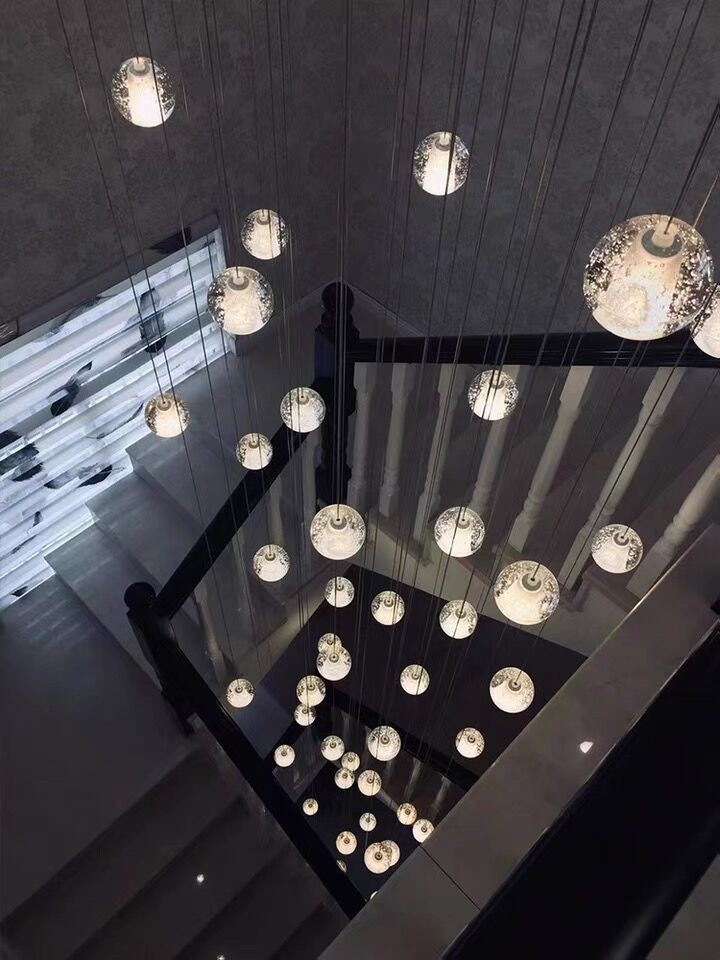Oversized Nordic Art Round Air Bubbles Chandelier for Staircases