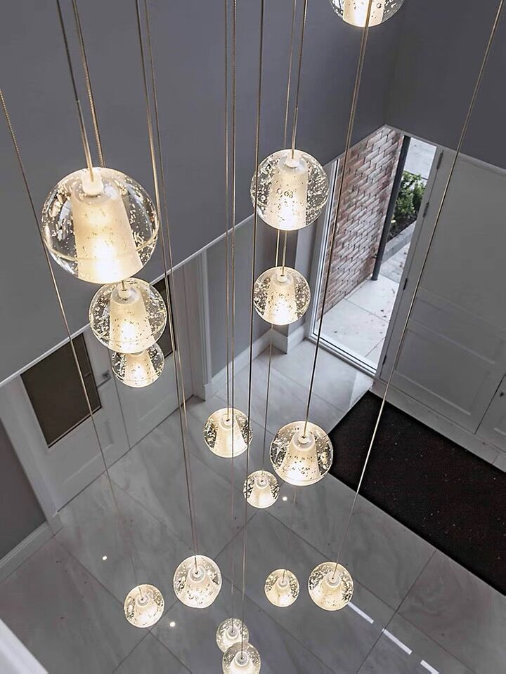 Oversized Nordic Art Round Air Bubbles Chandelier for Staircases